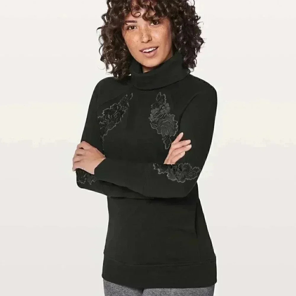 Lululemon Embroidered To You Tunic black pullover long sleeve pullover hoodie 4